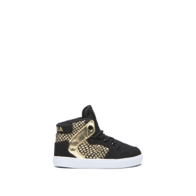 Kids Supra High Top Shoes TODDLER VAIDER Black/Gold/white | AU-11737